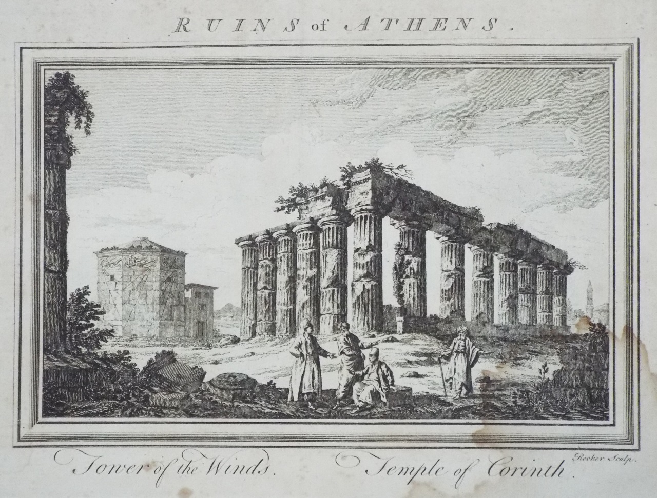 Print - Ruins of Athens. Tower of the Winds. Temple of Corinth. - 
